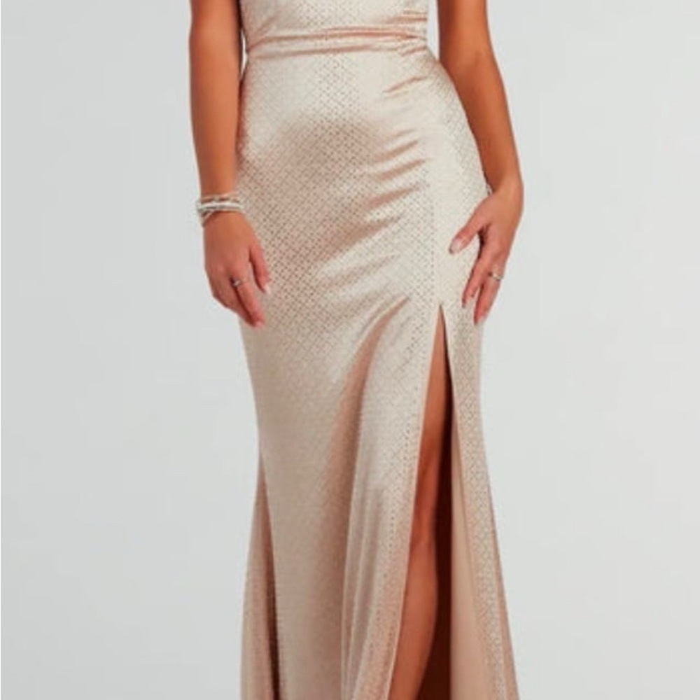Windsor Whittney Lace-Up Rhinestone Satin Formal Dress Small New
